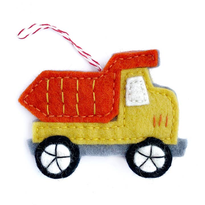 Dump Truck Felt Wool Christmas Ornament for wholesale by Ornaments 4 Orphans