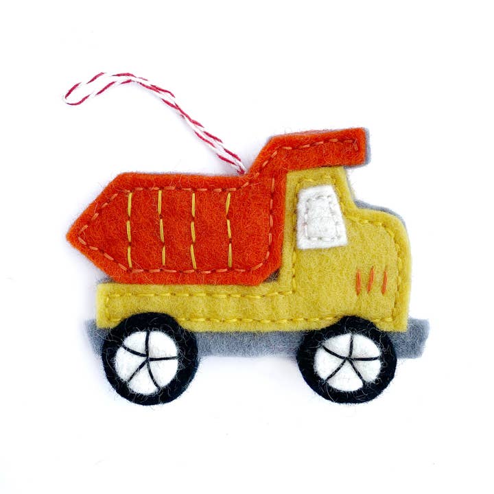 Ornaments 4 Orphans - Wholesale Ornament - Dump Truck Felt Wool Christmas Ornament