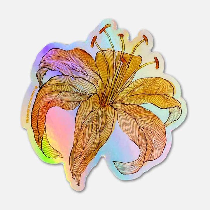 Etiqueta holográfica de lírio tigre por atacado de Jane W. Choi Designs