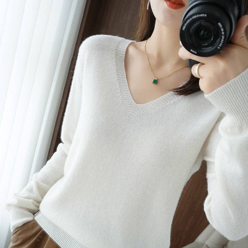 FurDecoration - Vendita all'ingrosso Maglione tricot - Donna - Maglione in cashmere Loose Fit Plus Size tinta unita1