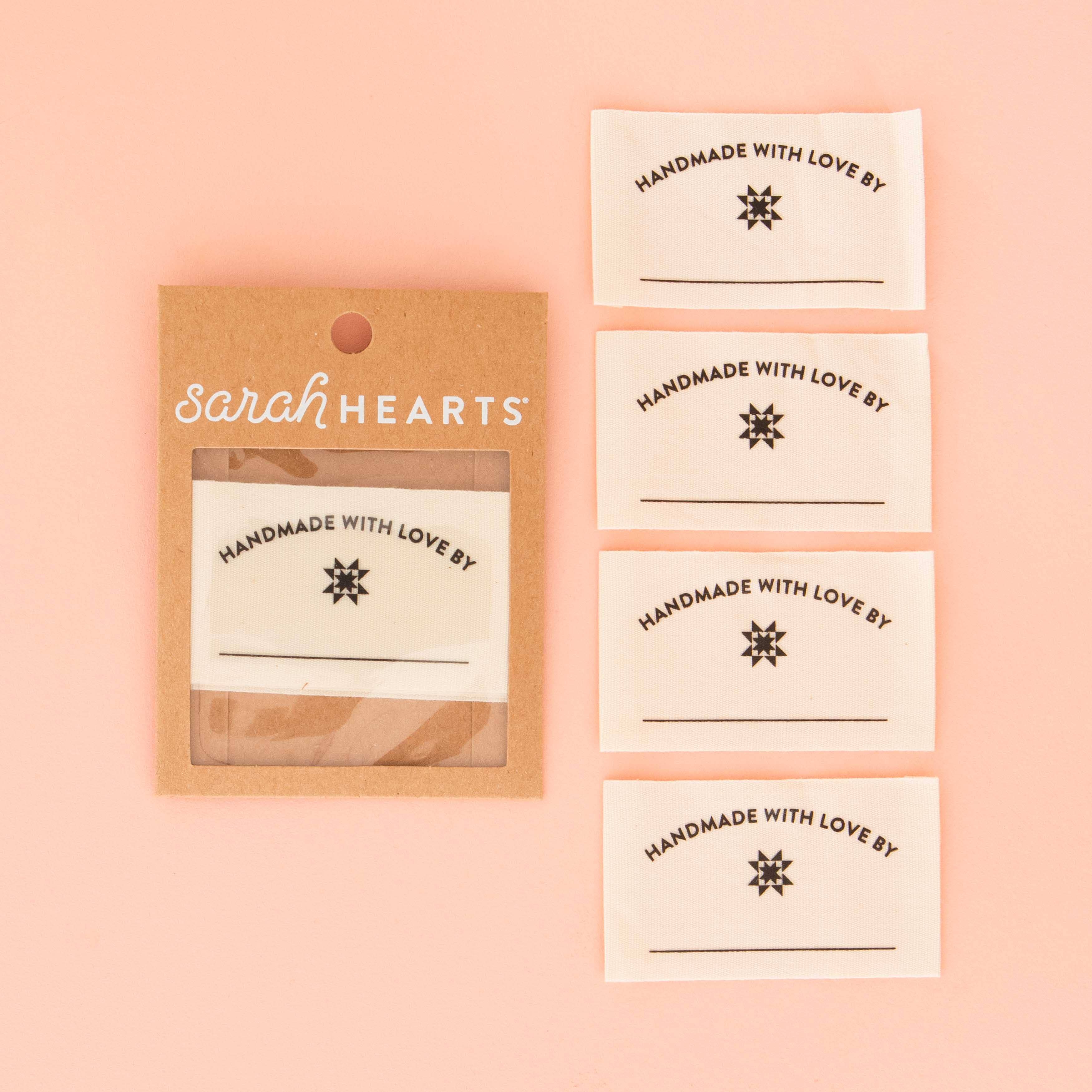 Sarah Hearts - Wholesale Craft Supplies - Handmade with Love Organic Cotton Write-In Quilt Labels