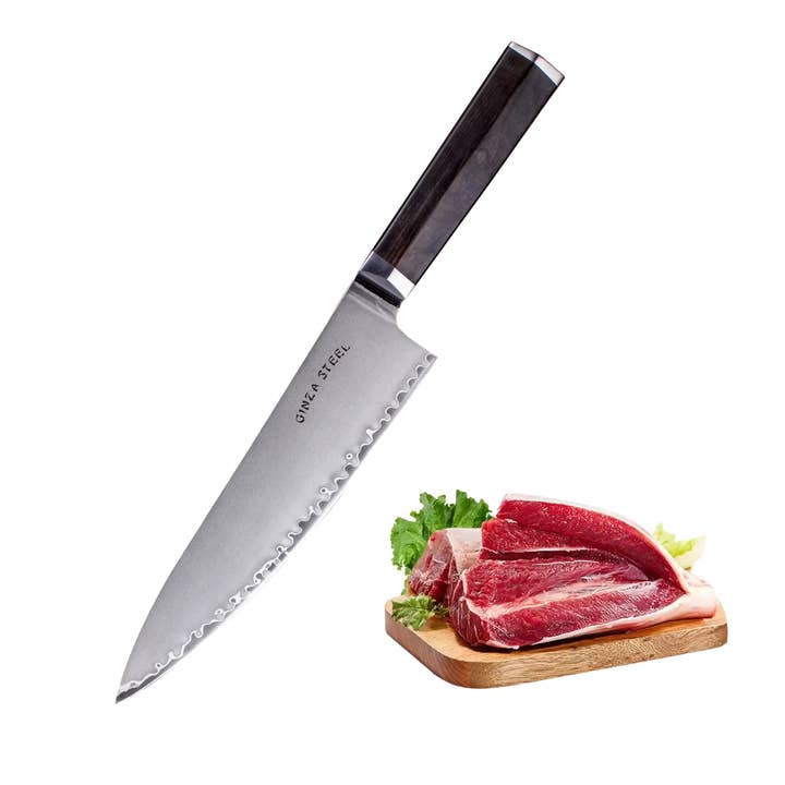 Ginza Steel - Wholesale Kitchen/Utility Knife - PORTIA 20 | Chef Knife 8" Damascus VG10 Steel / Ebony Wood handle6