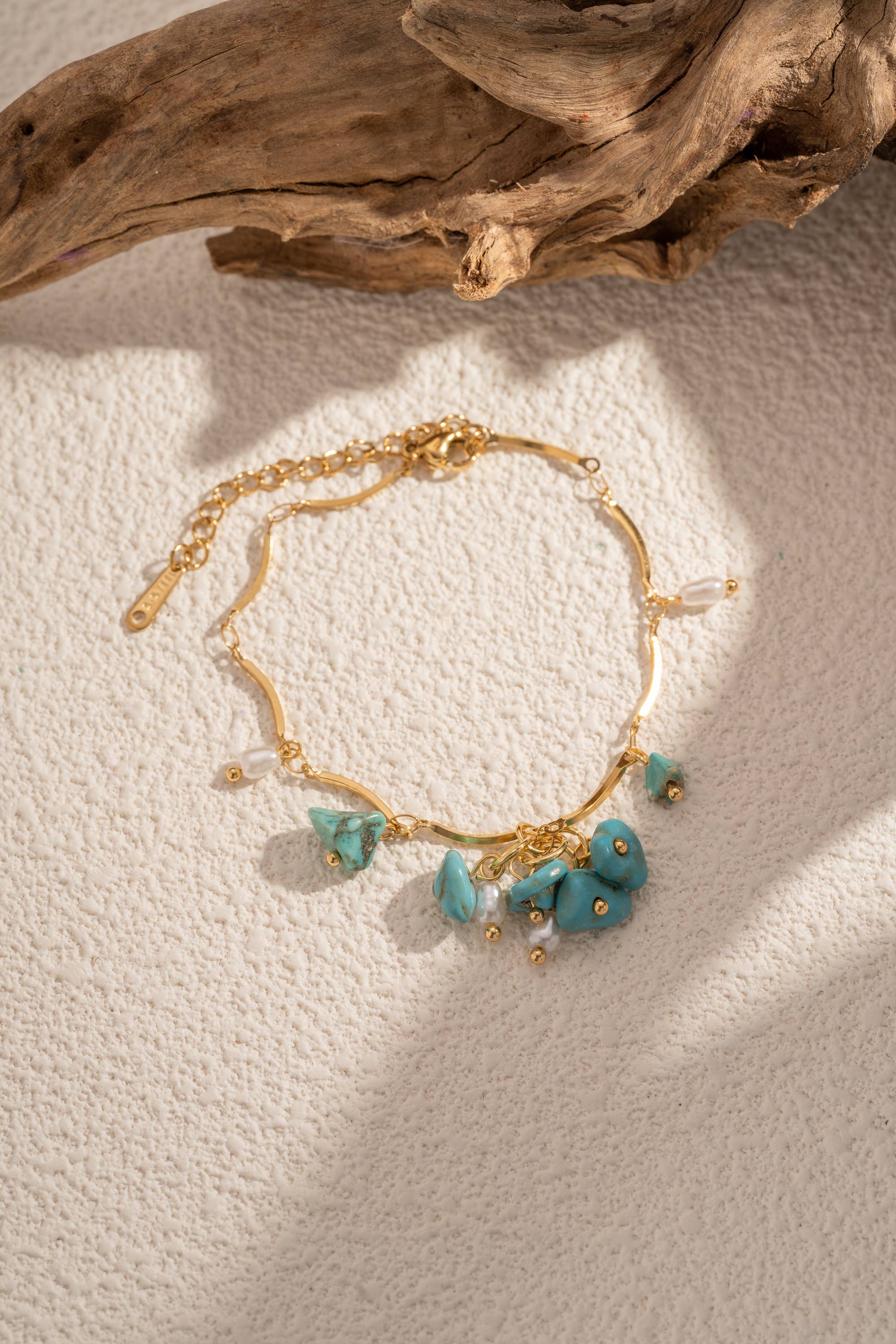 COSMOS - Wholesale Jewelry Set - Golden 3-Piece Set – Natural Stones and Steel Pearls6