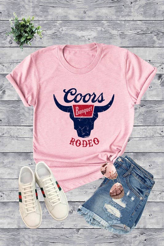 Top Avenue - Vente T-shirt sérigraphié – femme - T-shirt unisexe à col rond COORS RODEO, Beer, Summer10