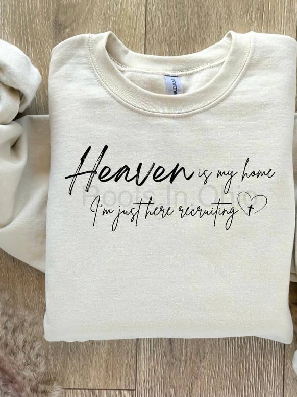 Heaven is home crewneck sweatshirt for wholesale by Roots.In.Ohio