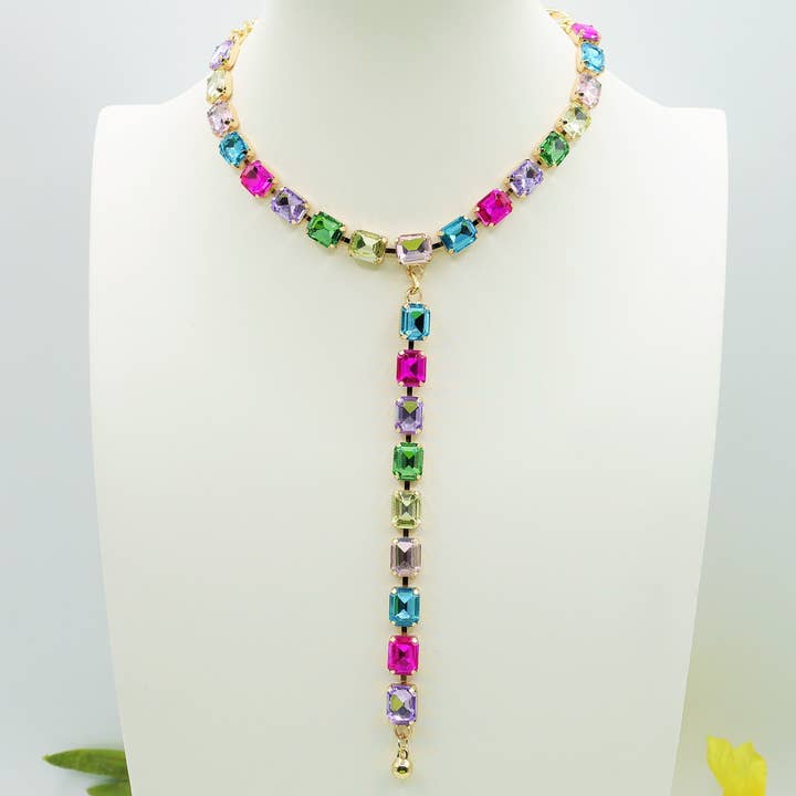 Daemon srls - Wholesale Y-Neck/Lariat Necklace - KELLY -COLLANA CRAVATTINA con pietre sfaccettate - LUCE COLLECTION5