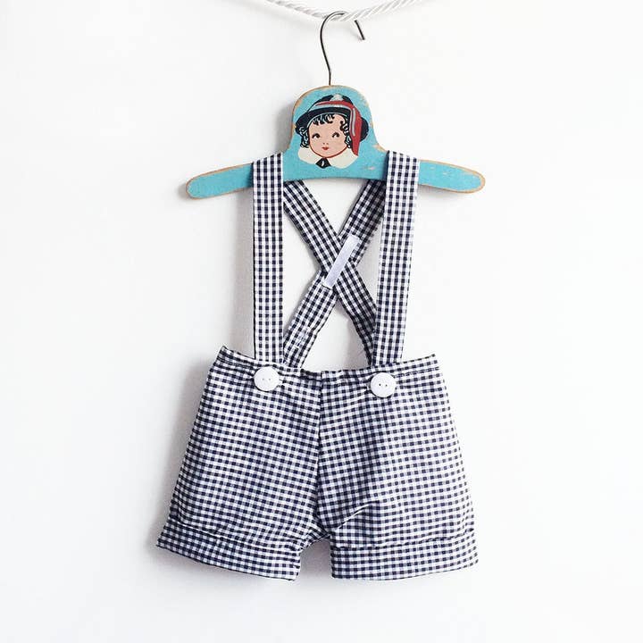 Mabel - Wholesale Overalls - Kids - gingham shortalls - black and white
