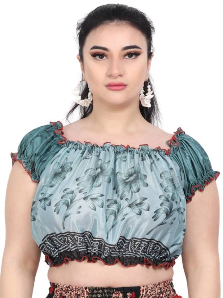 Wevez - Wholesale Knit Top - Women's - Women's Floral Print Off Shoulder Crop Length Puff Tops Lot