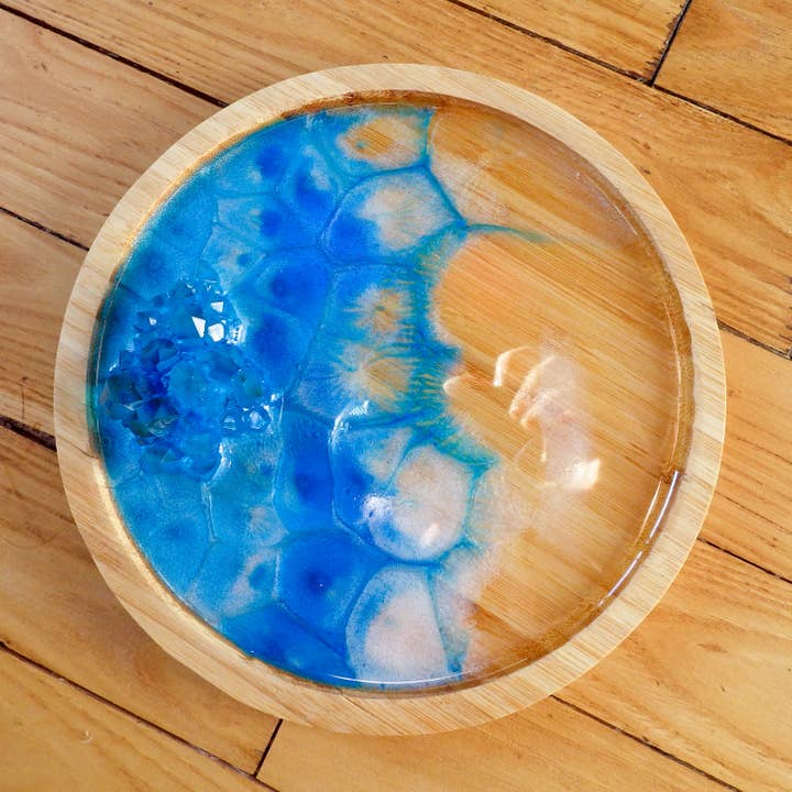 Pequeña bandeja de cristal de bambú y resina de 24 cm de diámetro para venta al por mayor de Atelier E.Pic