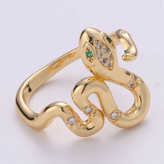 Aim Eternal - Wholesale Multi-Stone Ring - Snake ring, Gold snake ring, serpent ring, Statement ring, Gold Snake Ring, Gold ring, Dainty ring, Stackable ring, minimalist ring R-0310