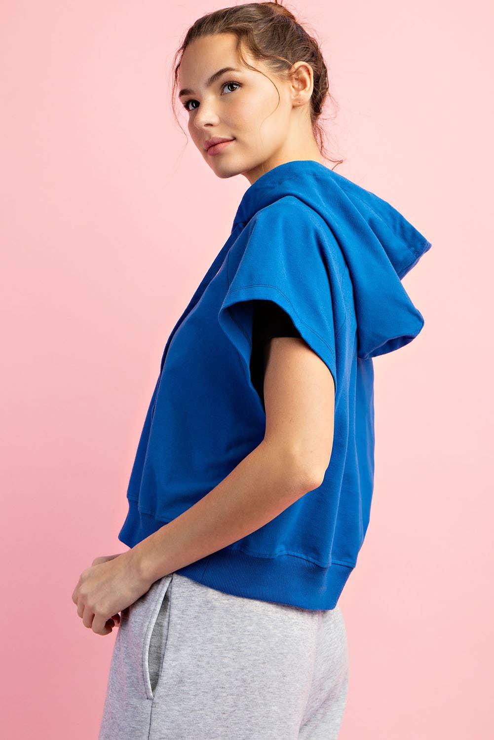 Rae Mode - Wholesale Hoodie - Women's - COTTON LYCRA SHORT SLEEVE HOODIE TOP21