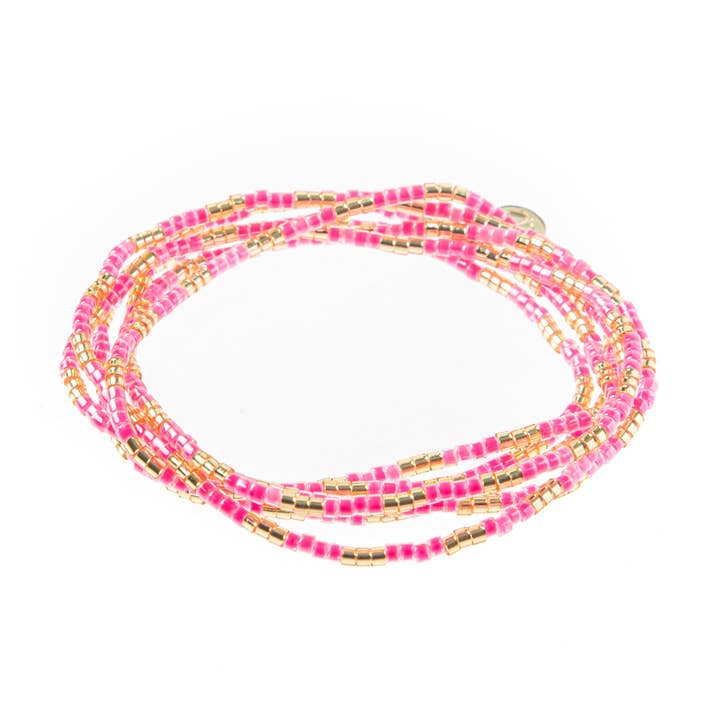 Wholesale Malibu Wrap Bracelet/Necklace - Pink/Gold for wholesale by Caryn Lawn