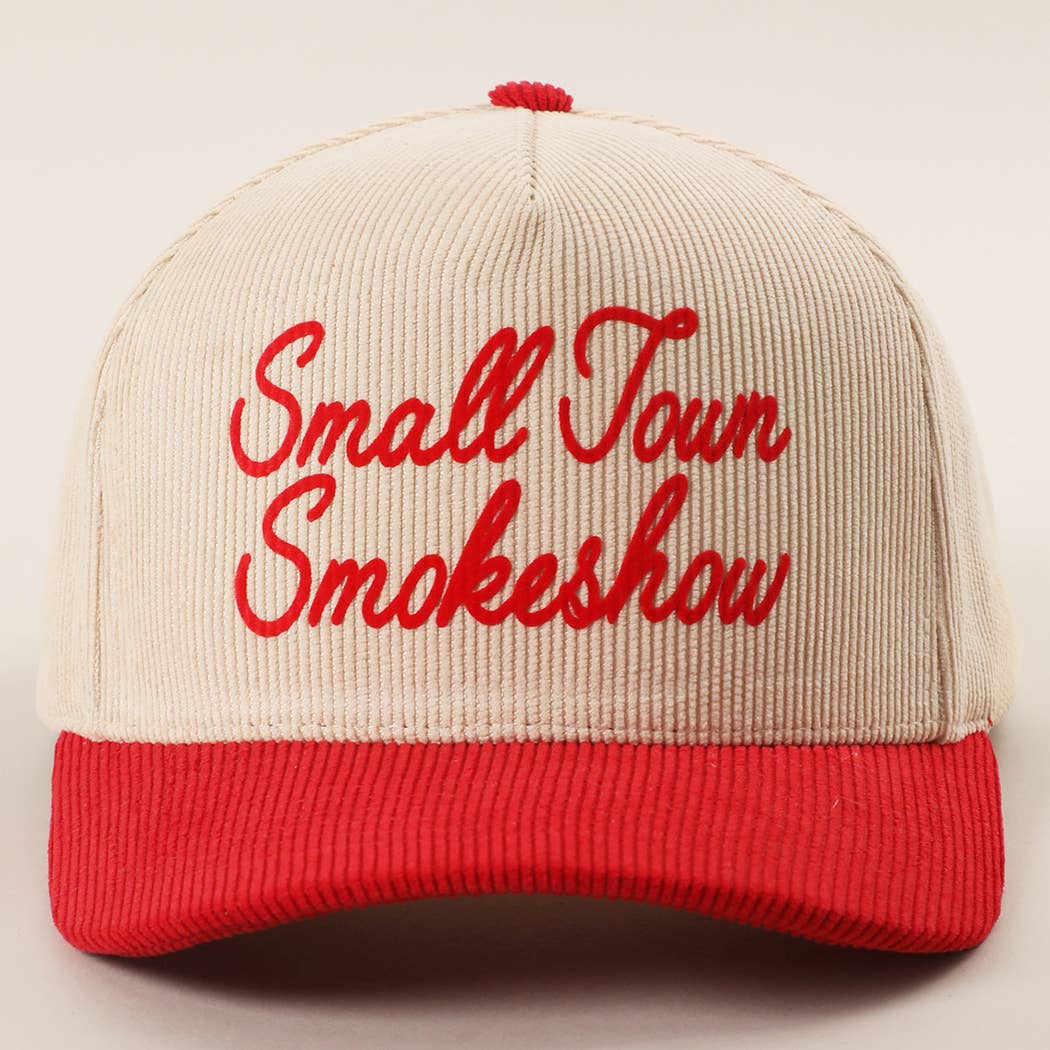 Fashion City - Wholesale Trucker Hat - Unisex - SMALL TOWN SMOKESHOW Heat Press Corduroy Trucker Hat 10