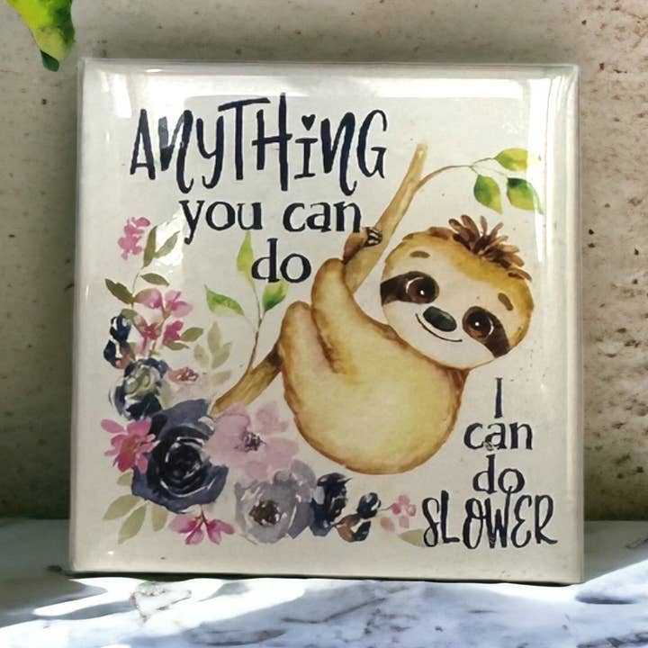Sloth Glass Magnet for wholesale by CRETE TRADING INC