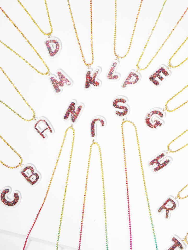 Initial Chain Bead Shaker Kids Short Necklace for wholesale by Designature New York