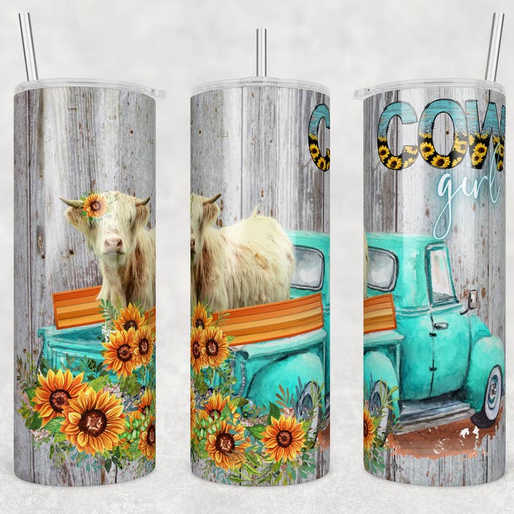 Cowgirl Highland Truck 20oz Sublimering Tumbler för wholesale av Twisted T Creations