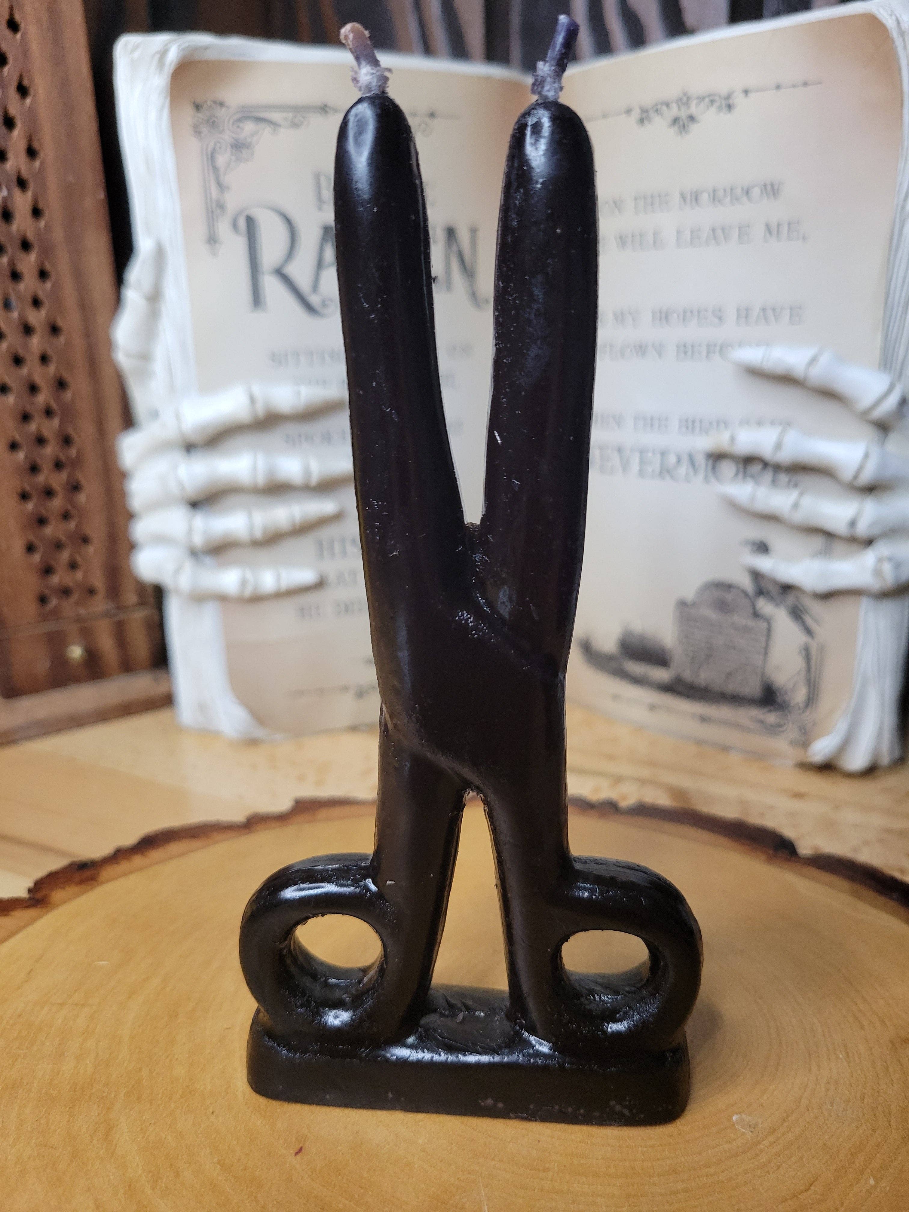 My Magic Place Shop - Wholesale Pillar Candle - Black Scissors shape candle- Cord cutting