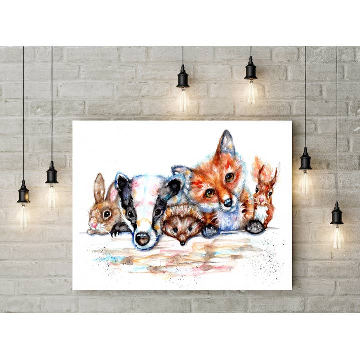 Woodland Friends Box Canvas 24 x 16" for wholesale by bee.arts