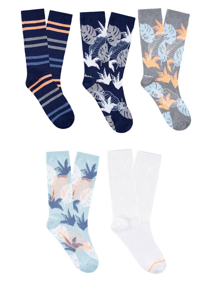 Island Life 5-Pack Dress Socks for wholesale by Caribbean Joe