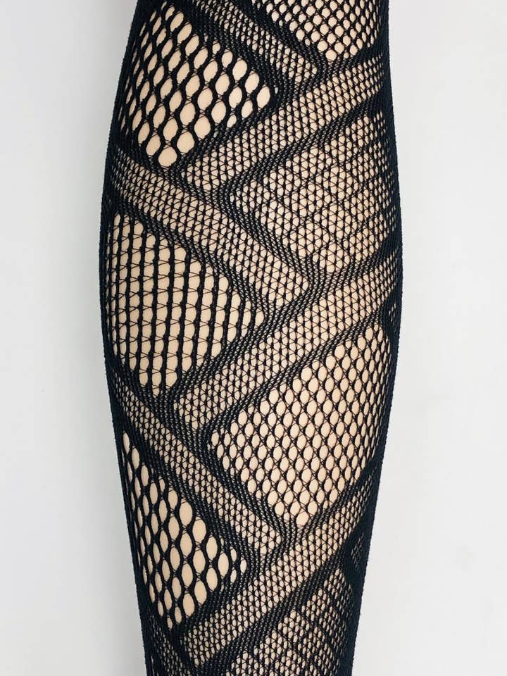 Black Geometric Pattern Fishnet Tights/SR3978 for wholesale on Faire1