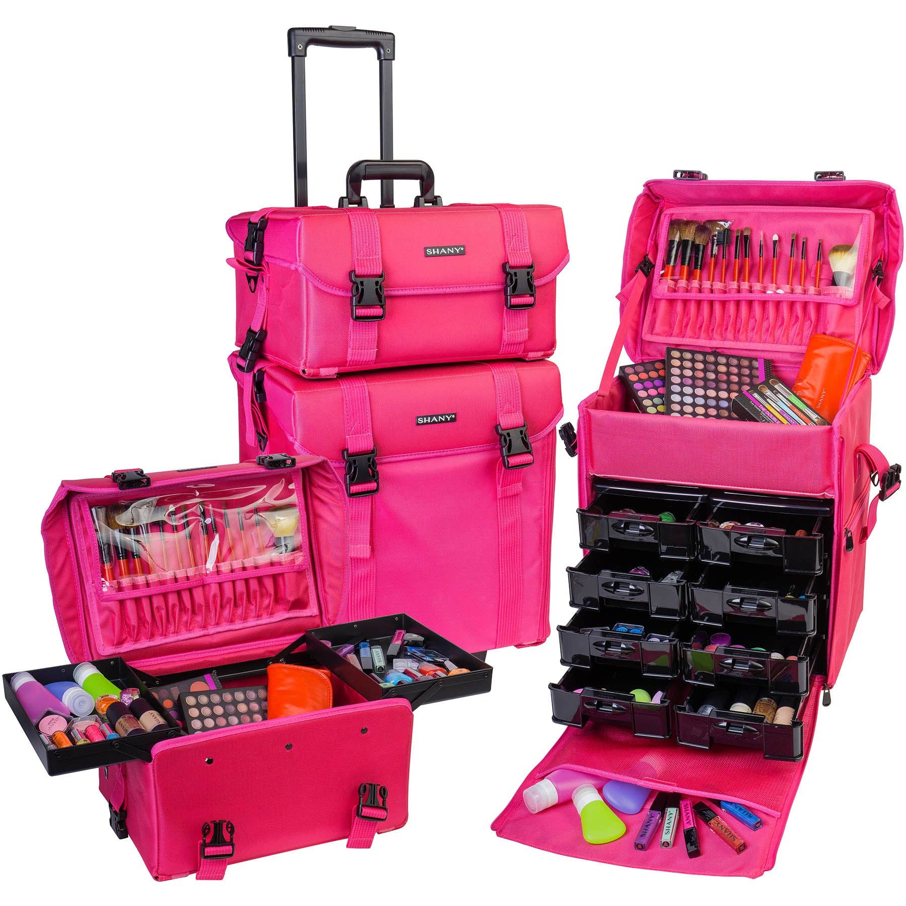 SHANY Cosmetics - Wholesale Makeup Storage Box - Soft Makeup Artist Rolling Trolley Cosmetic Case with Free Set of Mesh Bag9