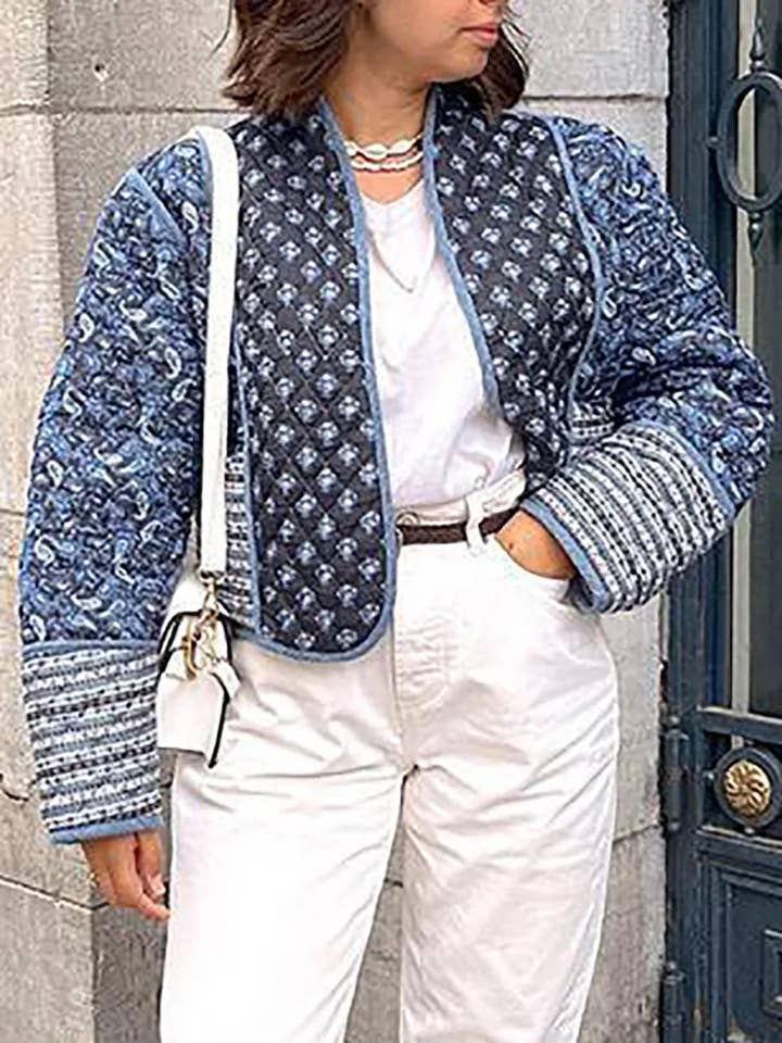 Rosa Clothing - Wholesale Jacket - Women's - Reversible floral cropped Quilted jacket