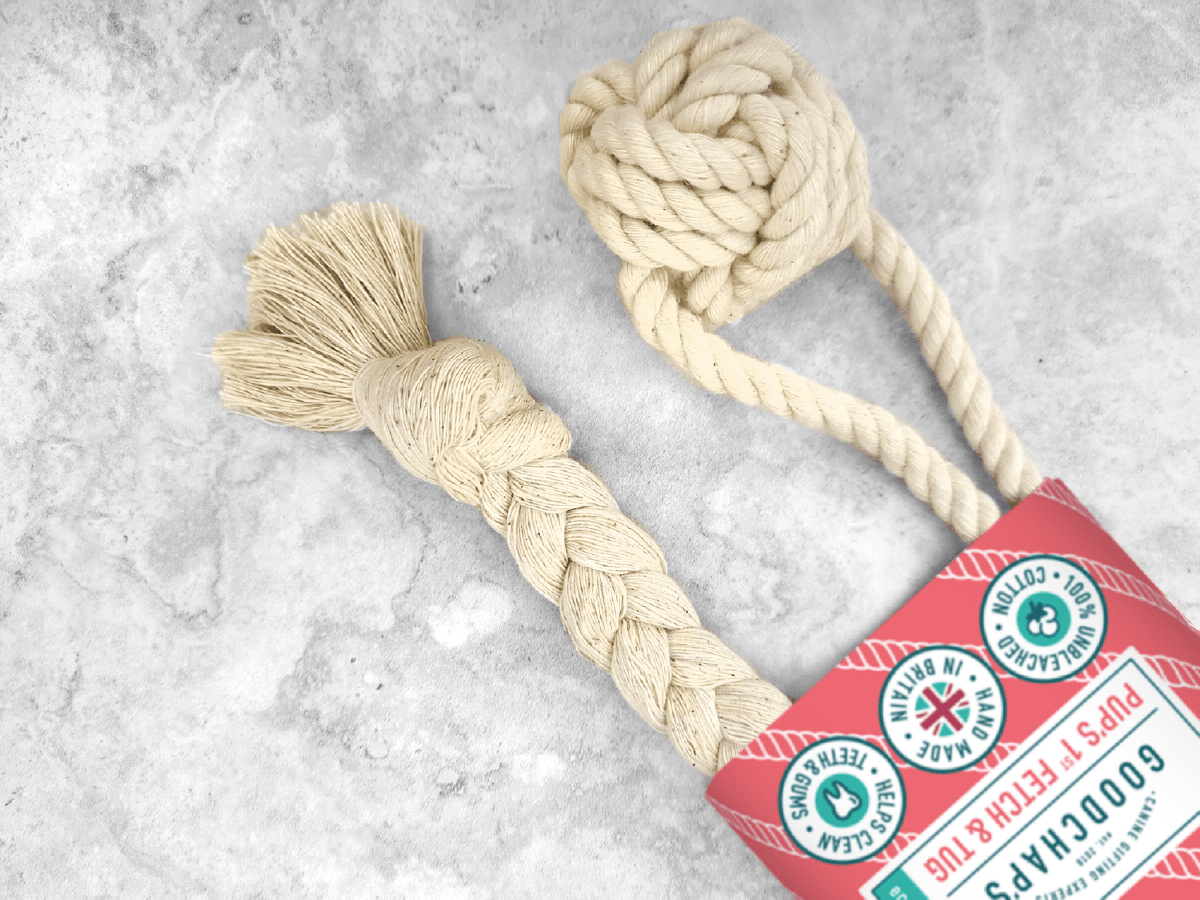 Goodchap's – Engroshandel Tovlegetøj - Hund – Goodchap's første apport- og tovtræksleg til hvalpe | Naturligt bomuldslegetøj til hunde5