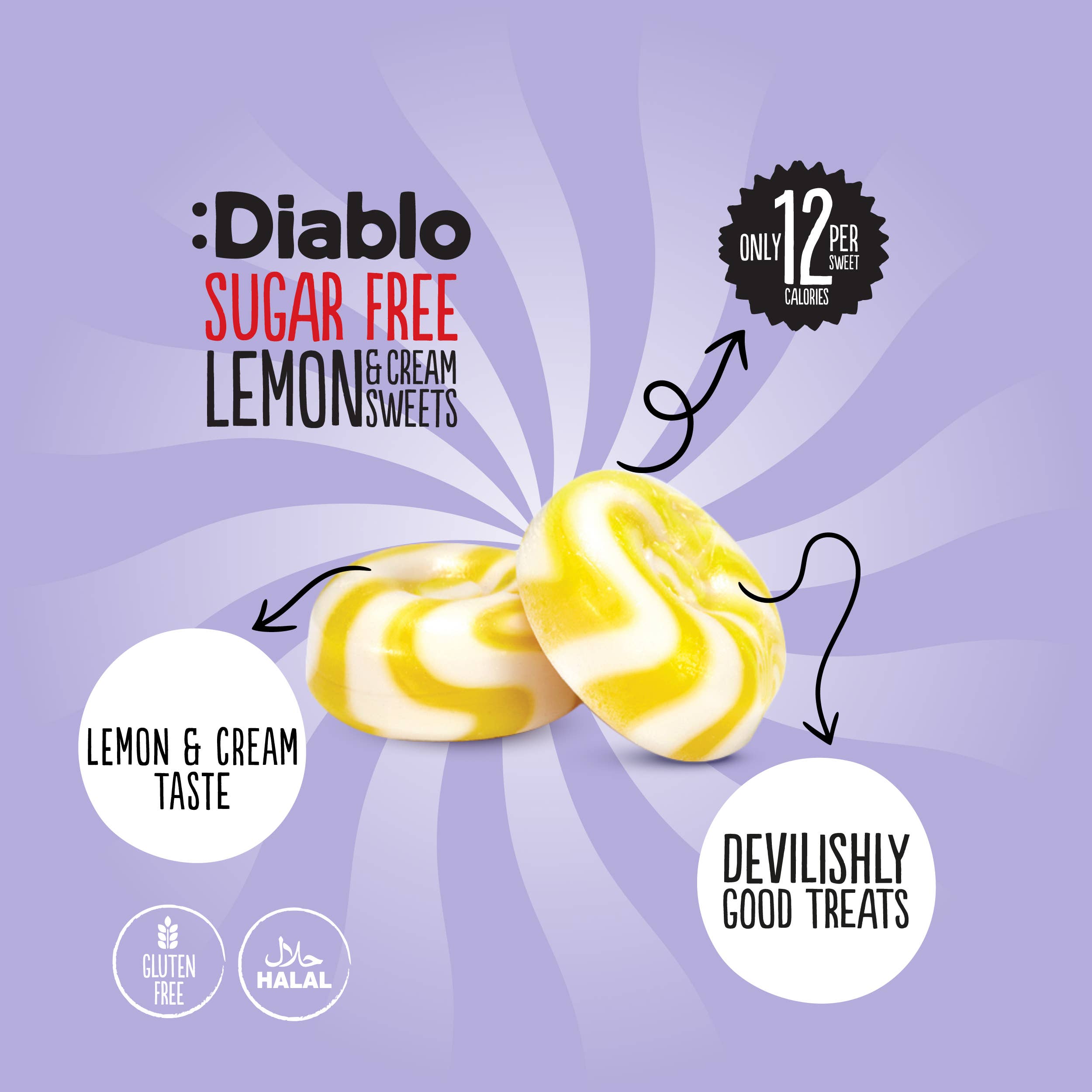 Diablo Sugar Free - Vente Bonbons durs - Bonbons Diablo citron et crème sans sucre 75 g2