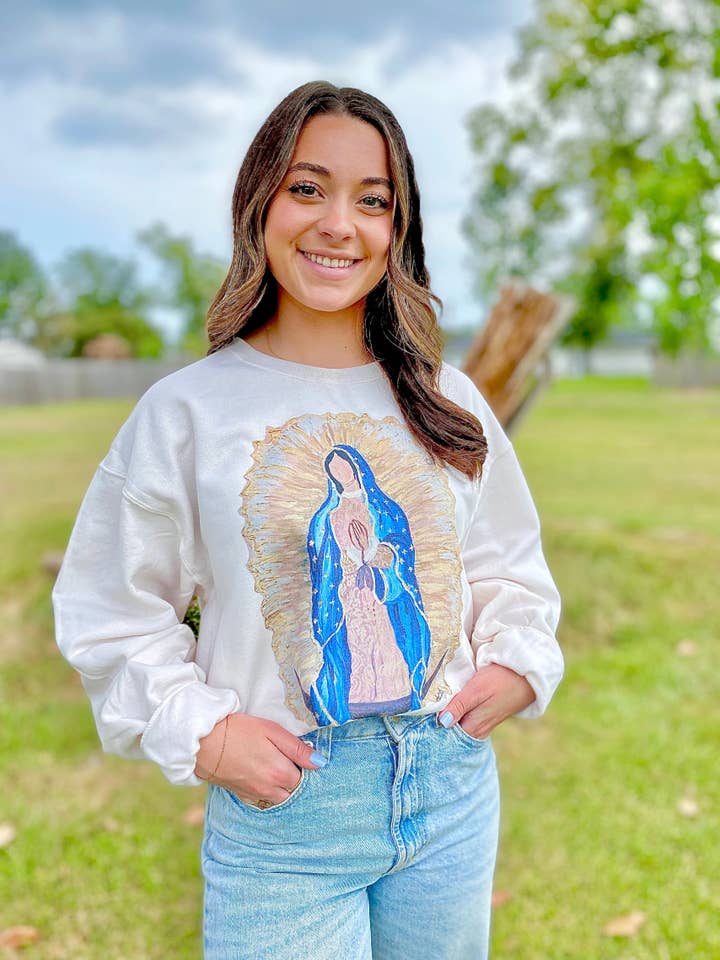 Our Lady of Guadalupe Sweatshirt on Sweet Cream for wholesale on Faire2