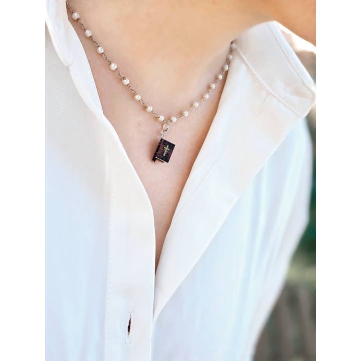 Olive Dominus - Wholesale Pendant/Charm Necklace - Miniature Bible Necklace with Christian Devotional (Brown)