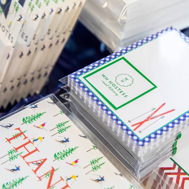 WH Hostess Social Stationery - Venta al por mayor Conjunto de papelería y tarjetas - Juego de 10 Tarjetas Plegadas en Stock | Estación de Esquí