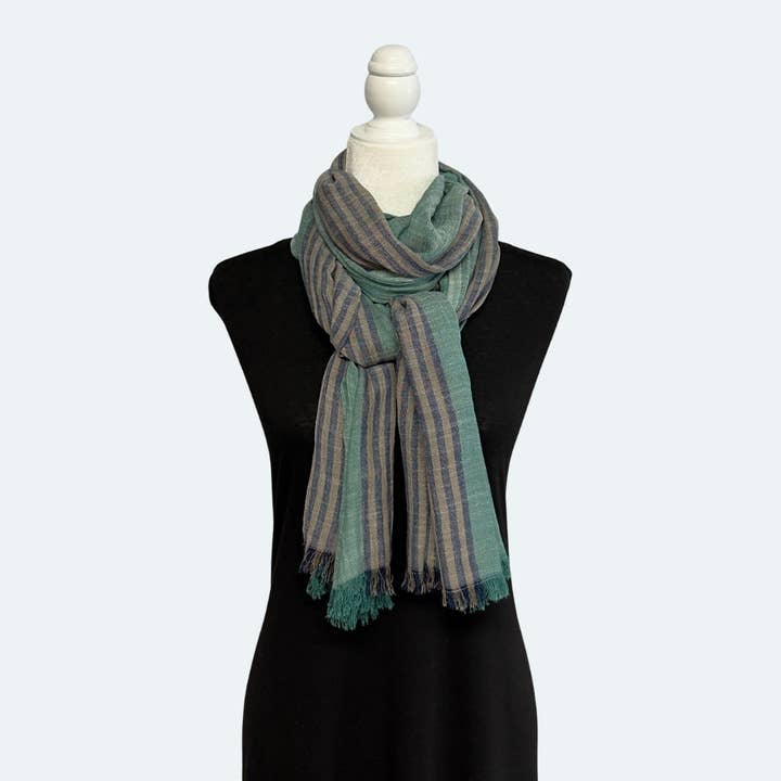 Humble Hilo - Wholesale Scarf - Women's - Humble Hilo Cumulus 100% Cotton Scarf Center Stripes7