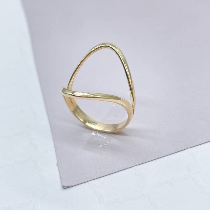 Milie - Wholesale Band/Stacked Ring - 18k GF Egg Shape Open Ring, Simple Ring Wholesale J2