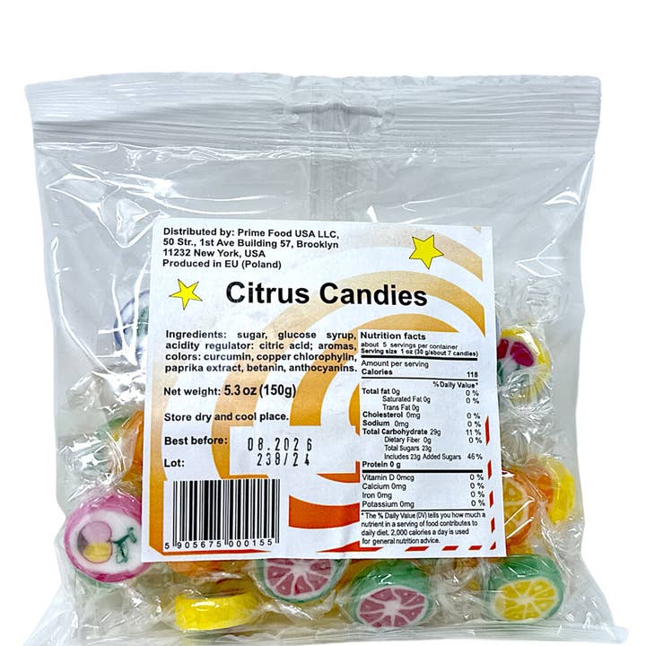 Dulcefina Chocolate and Sweets - Wholesale Hard Candy - Patterned Fruit Hard Candies 150g Bag