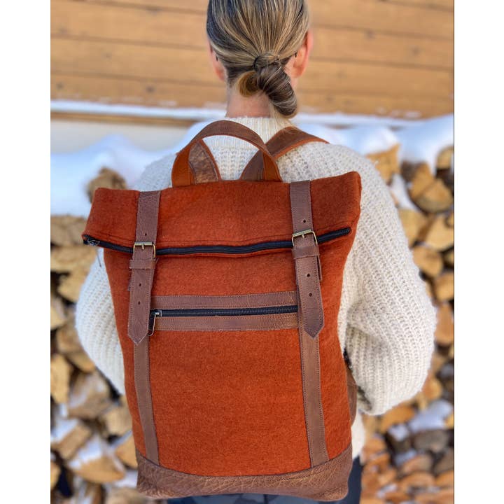 Fibres of Life - Wholesale Backpack - Women's - Felt & Natural Leather Backpack - Singles