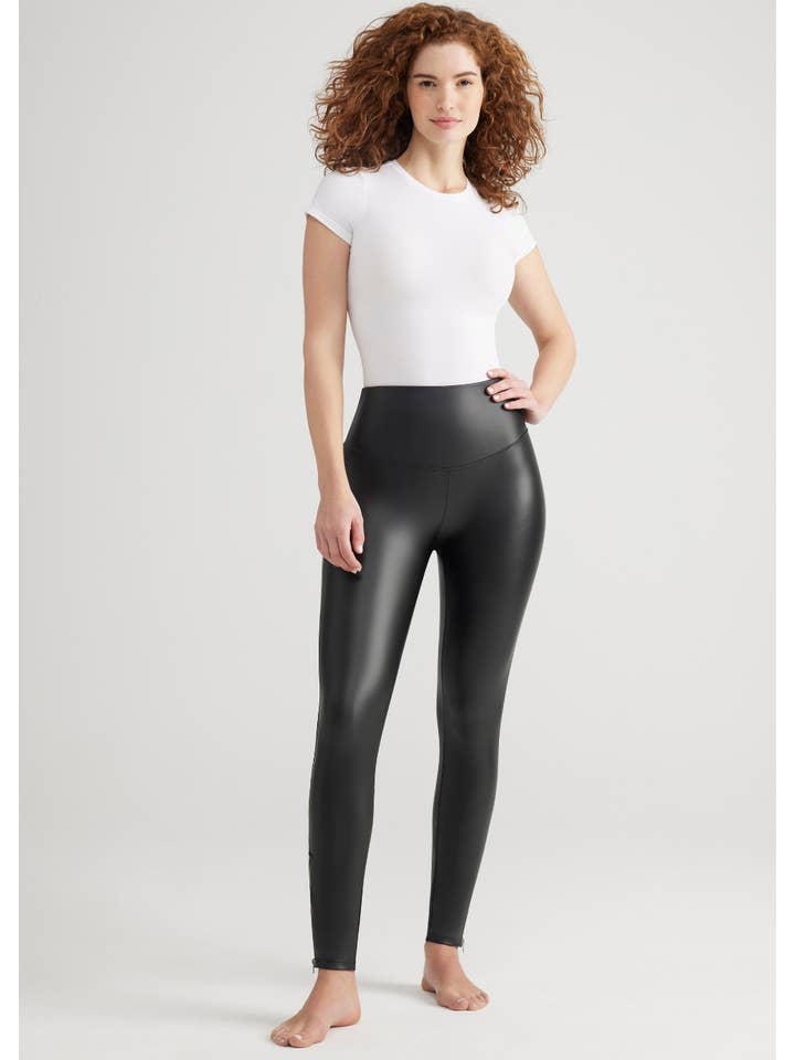 Yummie - Wholesale Fashion Leggings - Women's - Faux Leather Shaping Legging w/ Side Zip - Plus Sizes Avail1