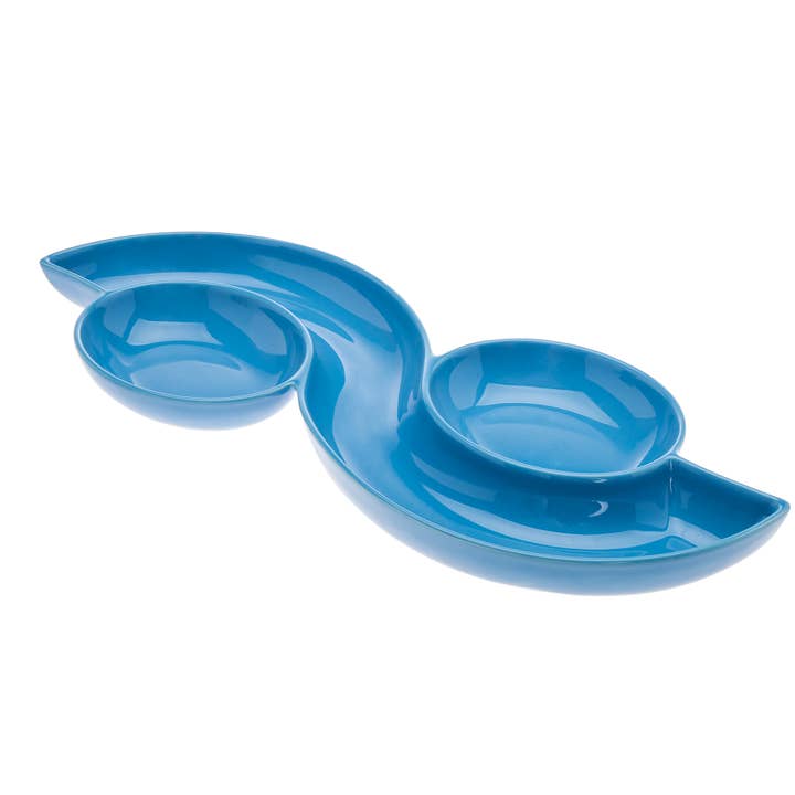 Godinger - Wholesale Serving Utensil - Ceramic Hummus Server Blue