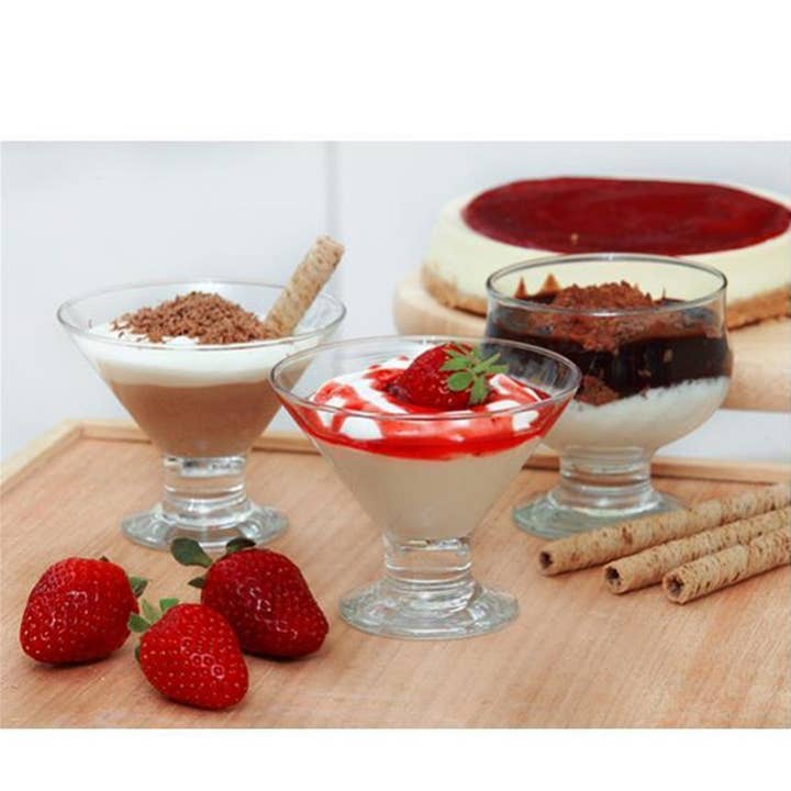 Hakan - Vendita all'ingrosso Ciotola - Set di ciotole in vetro per gelato, tazza da dessert Trifle 3 pezzi, 5,5 oz