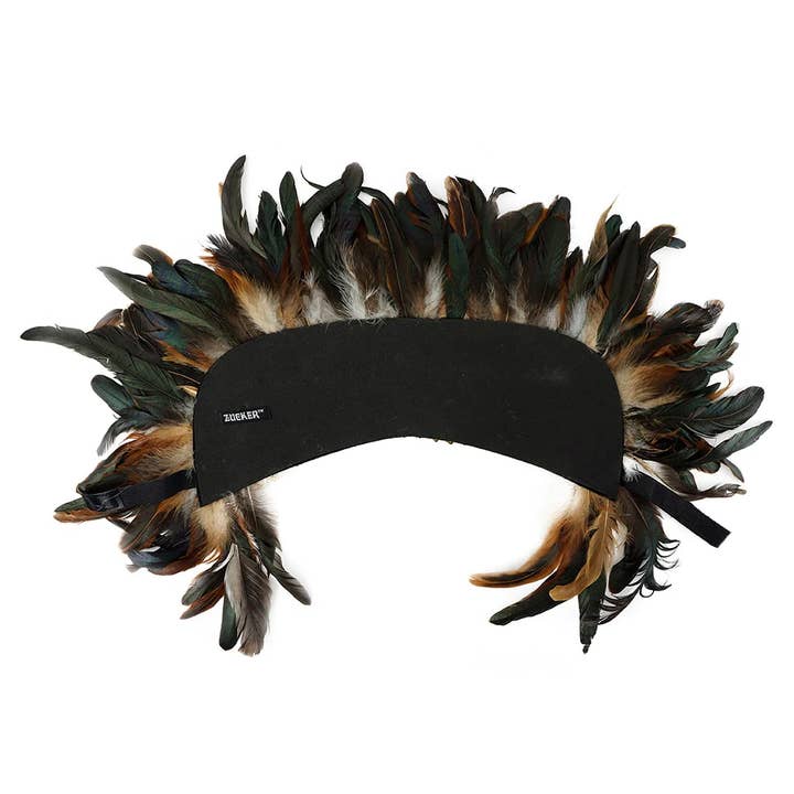 Zucker Feather Products - Vente Déguisement – femme - Grande coiffe en forme de plume ajustable à paillettes - Naturel