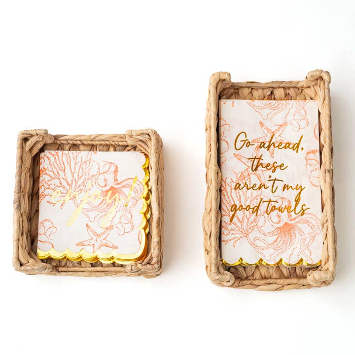 8 Oak Lane - Wholesale Disposable Napkin - Coral Octopus Paper Beverage Napkin Packs2