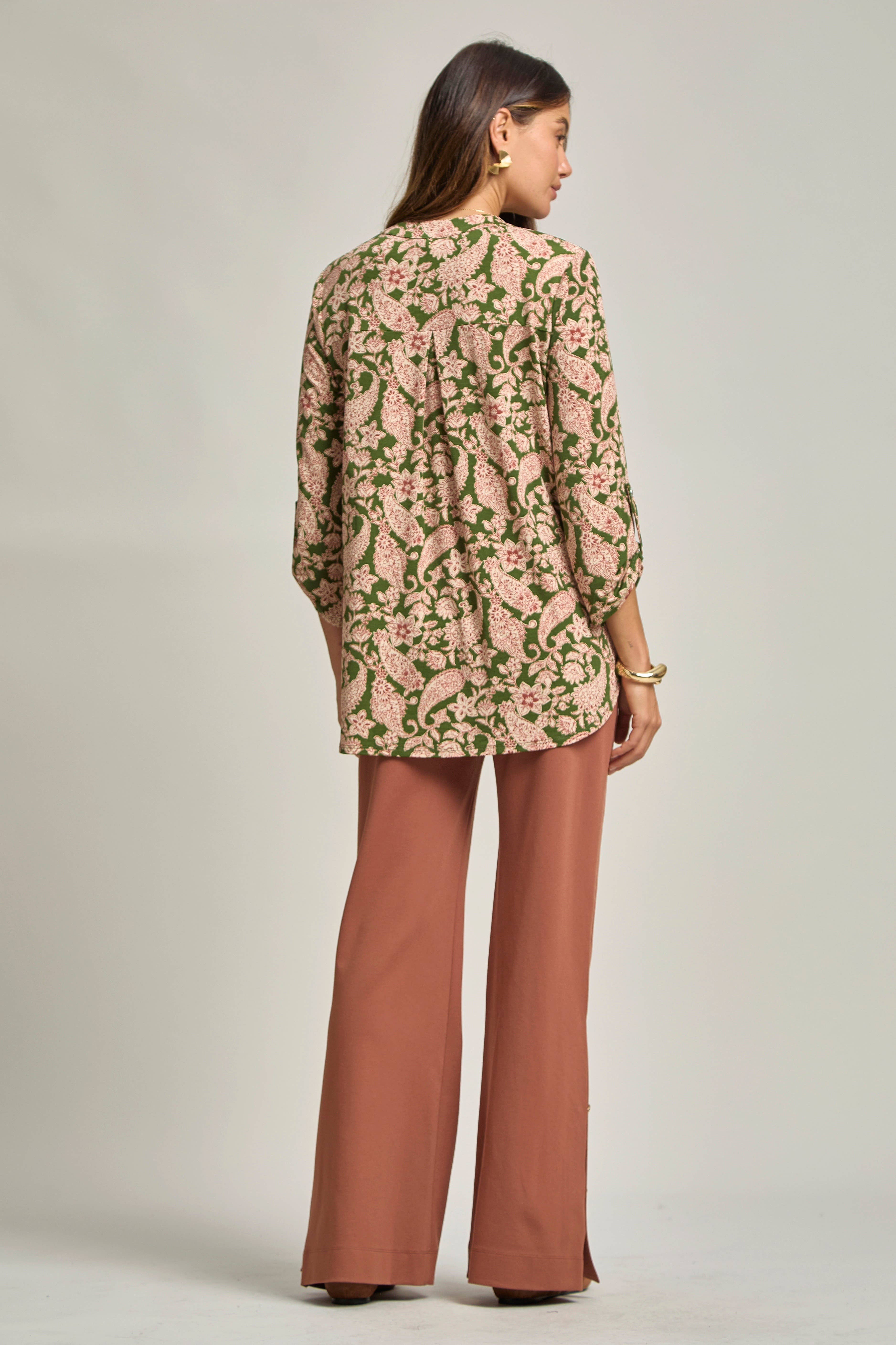 Olive Paisley Lizzy Blouse for wholesale on Faire1