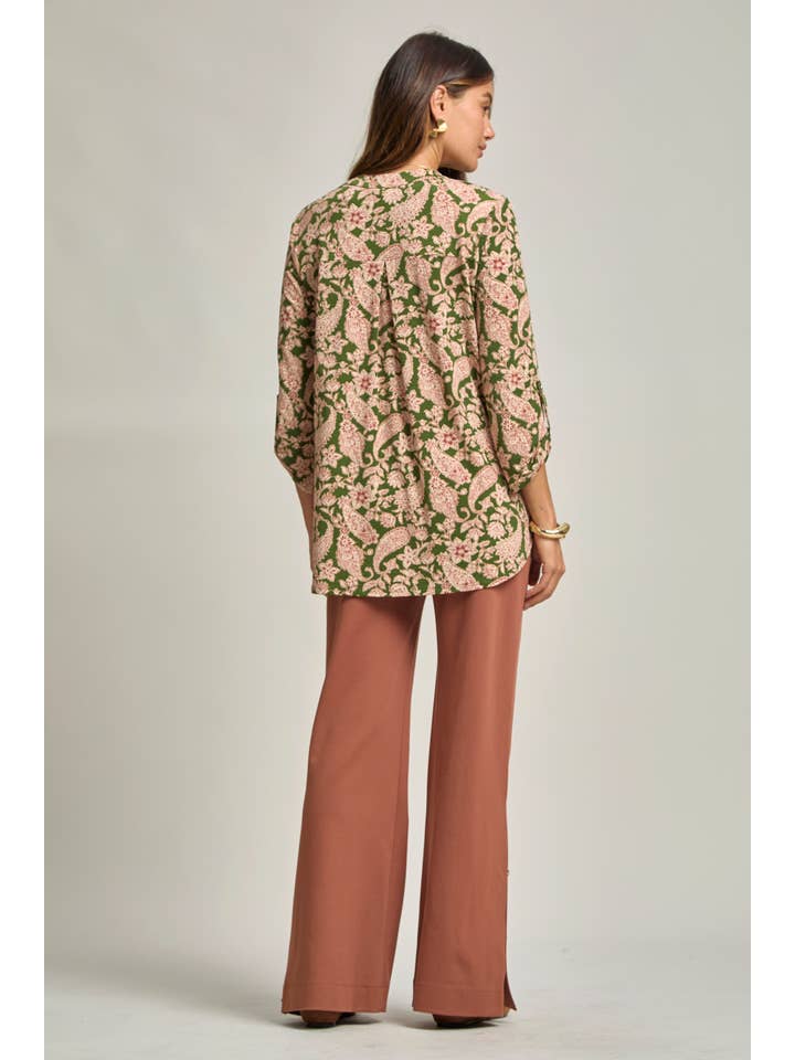 Olive Paisley Lizzy Blouse for wholesale on Faire1
