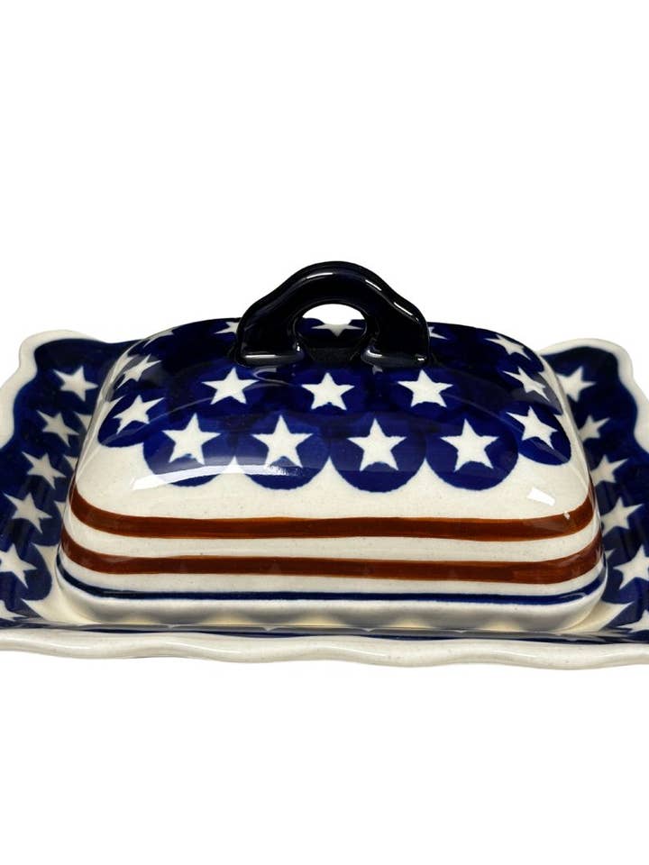 Butter DIsh, Zaklady - Stars & Stripes for wholesale by Music City Polish Pottery