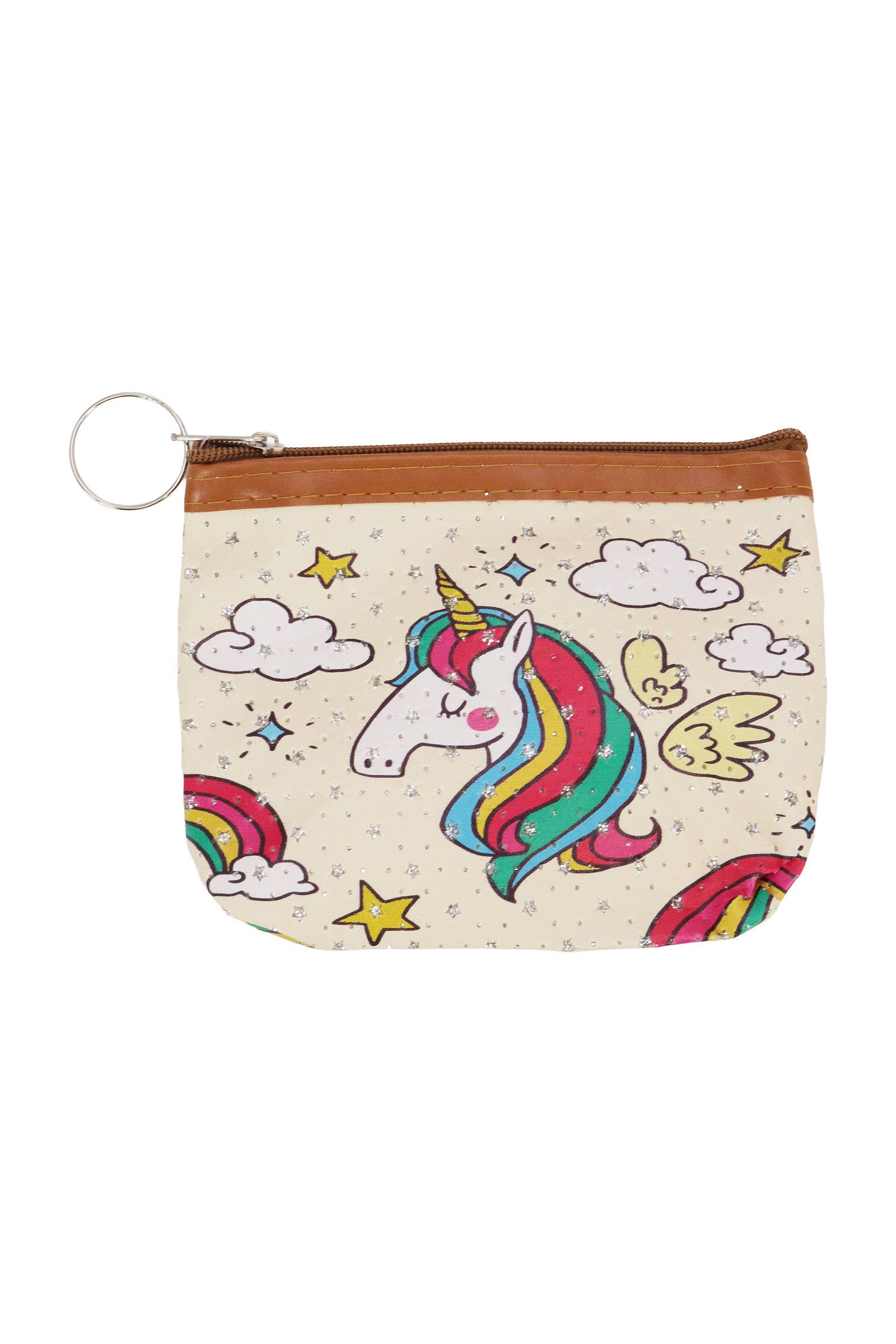 ASSORTED Unicorn Glitter Vegan Leather Trim Coin Purse for wholesale on Faire4