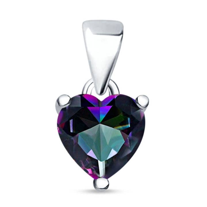 Rainbow Topaz CZ Heart Pendant for wholesale by Blue Apple Imports