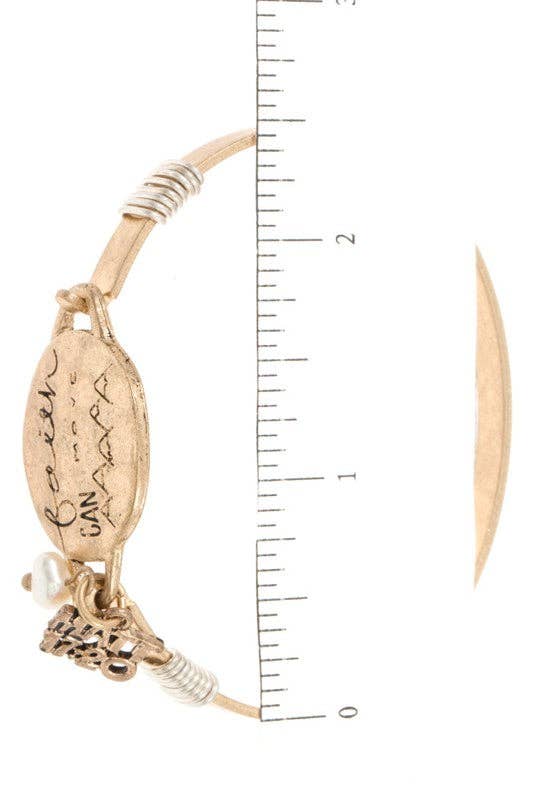 Worn Gold Positive Message Disk Bangle Bracelet for wholesale on Faire2