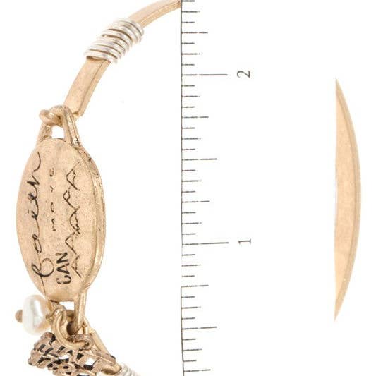 Worn Gold Positive Message Disk Bangle Bracelet for wholesale on Faire2