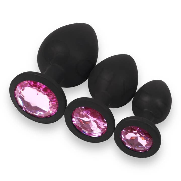 Kinky Pleasure - Wholesale Sex Toy - Power Escorts - BR135 - Diamond King - Silicone Butt Plug - Black - 6 Colors - 3 Sizes23