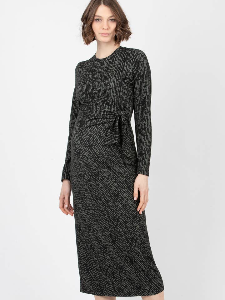 KAREN - Viscose knitted Maternity Dress with Side Knot for wholesale by ATTESA Maternity by Vittorio Martinelli srl