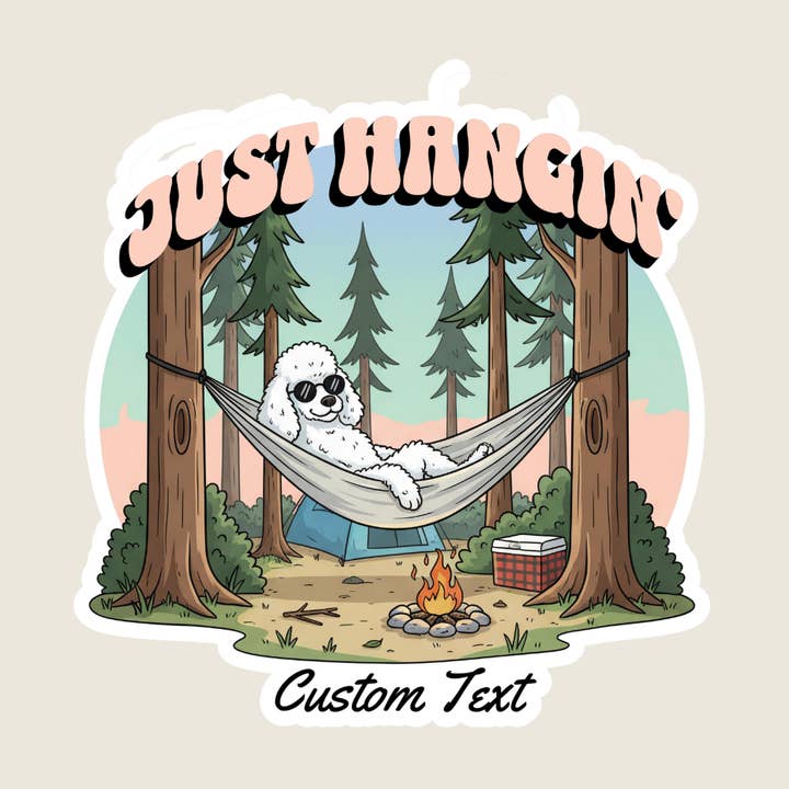Autocollant Personnalisé Caniche Just Hangin' pour la vente par Shoreline Summit